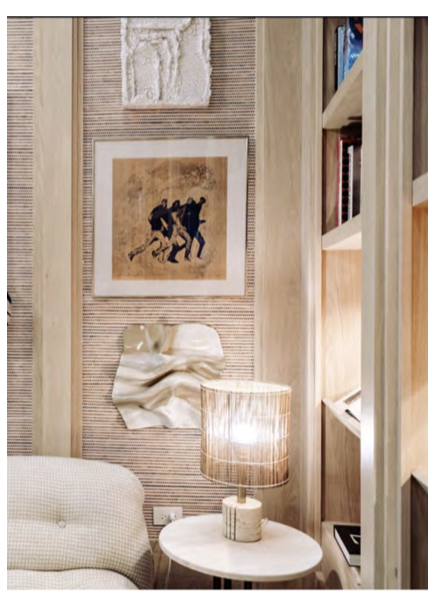 Art wall — textured plaster with sculptural detail